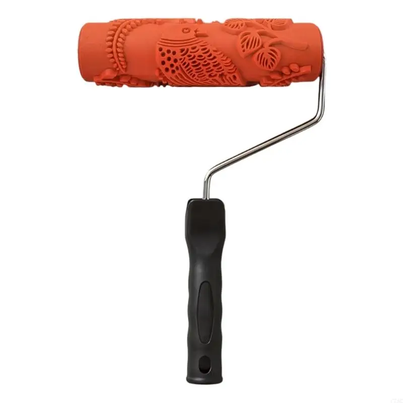C7AC Wall Texture Roller with Bird and Embossed Rubber Design, 7 Inch Decorative Paint Roller for Feature Walls and DIY Paint