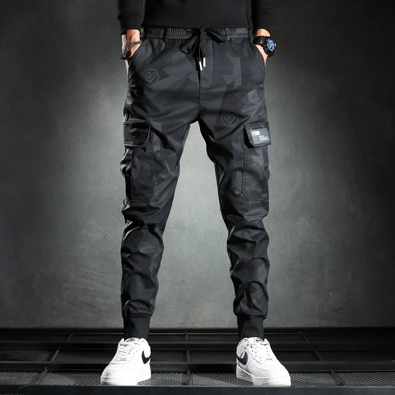 

Sweatpants Men Camouflage Elasticity Cargo Pants Outdoor Hiking Jogger Pants Drawstring Multi Pockets Bottoms Casual Trousers