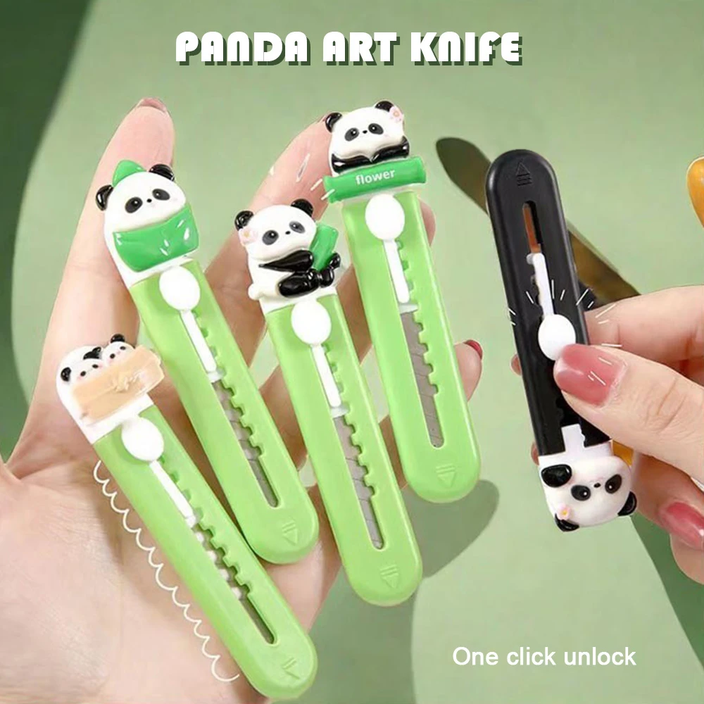 Mode Plastic Panda Cutter Hars School Kantoorbenodigdheden Papier Snijgereedschap Cartoon Intrekbare Brief Opener