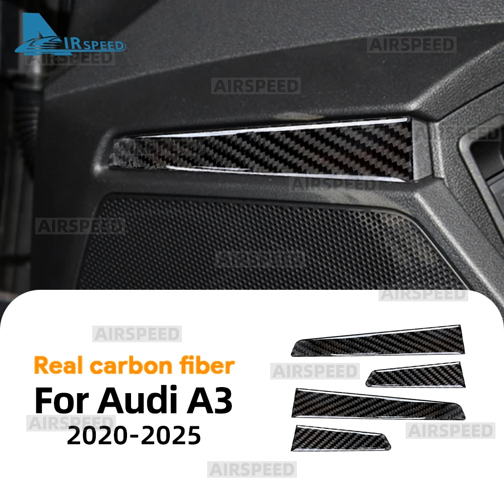 Real Soft Carbon Fiber Sticker For Audi A3 8y 2020 2021 2022 2023 2024 2025 LHD RHD Car Door Strip Decor Frame Panel Accessories