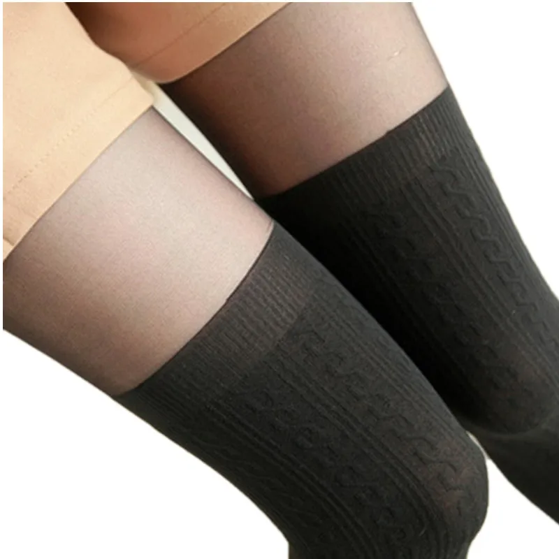 Gothic Tights Women Spring Autumn Style Girls Cute Black Lolita Knee Stockings Twisted Pantyhose With Tattoo High Waist Hosiery