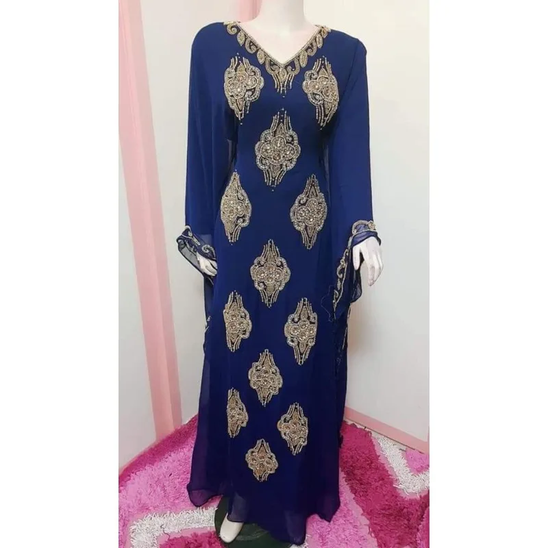 

60 inches Wedding Moroccan Dubai Kaftans Farasha Party Dress Very Fancy Long Gown