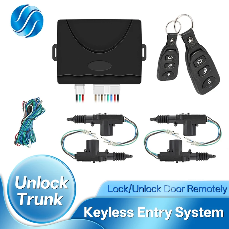 Hippcron Car Lock Door Remote Control Keyless Entry System Locking Kit with 4 Door Lock Actuator Universal 12V