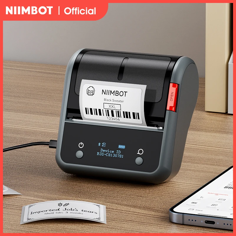 NIIMBOT B3S przenośna drukarka termiczna kod kreskowy samoprzylepna kieszonkowa drukarka etykiet Mini urządzenie do tworzenia naklejek na biżuterię odzieżCommercia