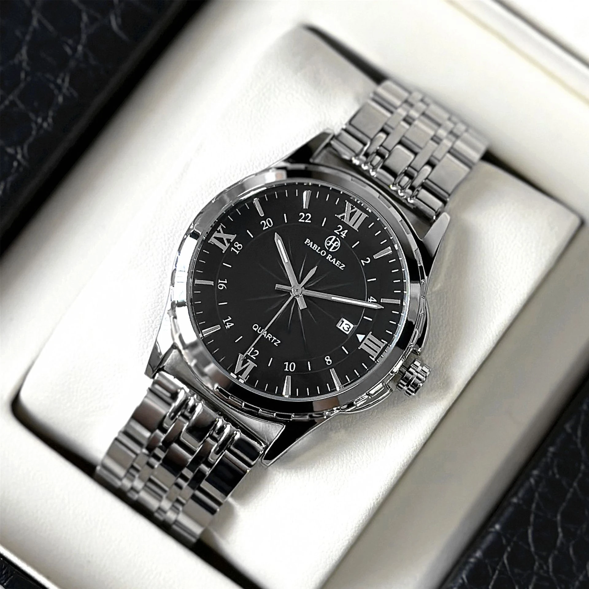 ZH103 Reloj de moda para hombre, calendarios, acero inoxidable resistente al agua, relojes de cuarzo de negocios, relojes de ocio, regalos, relojes para hombre