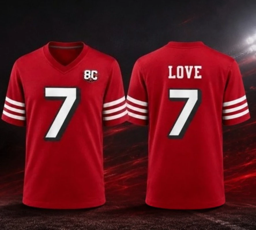 2026 Hot San Francisco Daejon Love #7 Red Football Jersey V-Neck Short Sleeve Breathable Casual Sports T-Shirt Family Matching