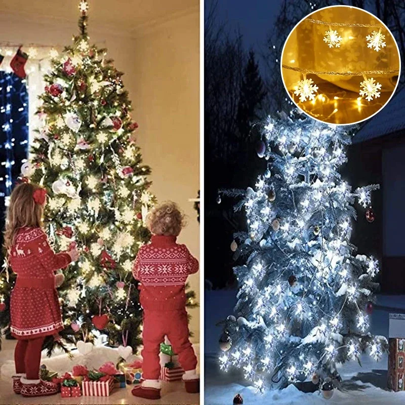 

Солнечные светодиодные фонари в виде снежинок, праздничные водонепроницаемые садовые сказочные светильники, рождественские гирлянды, свадебные новогодние украшения, светодиодные гирлянды