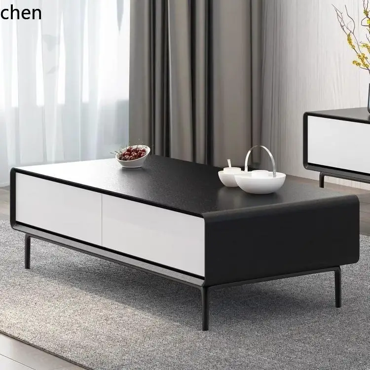 ZML Modern Minimalist Rectangular Solid Wood Coffee Table Living Room Home Creative Storage Tea Table