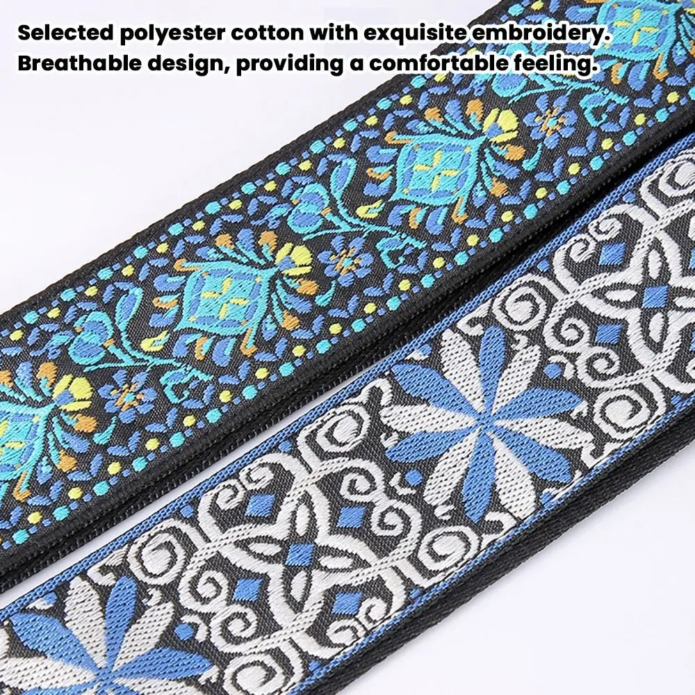 Colorful Printed Guitar Strap Adjustable Ethnic Style Guitar Crossbody Strap Guitar Accessories Widening Ukulele Straps Belt