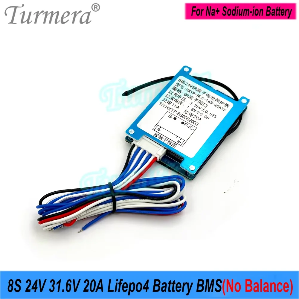 Turmera 4S-8S 12V 24V Sodium-ion Battery BMS 18A with Balance 20A NTC for 3.0V 3.95V 18650 32140 Sodium Li-ion Battery DIY Use