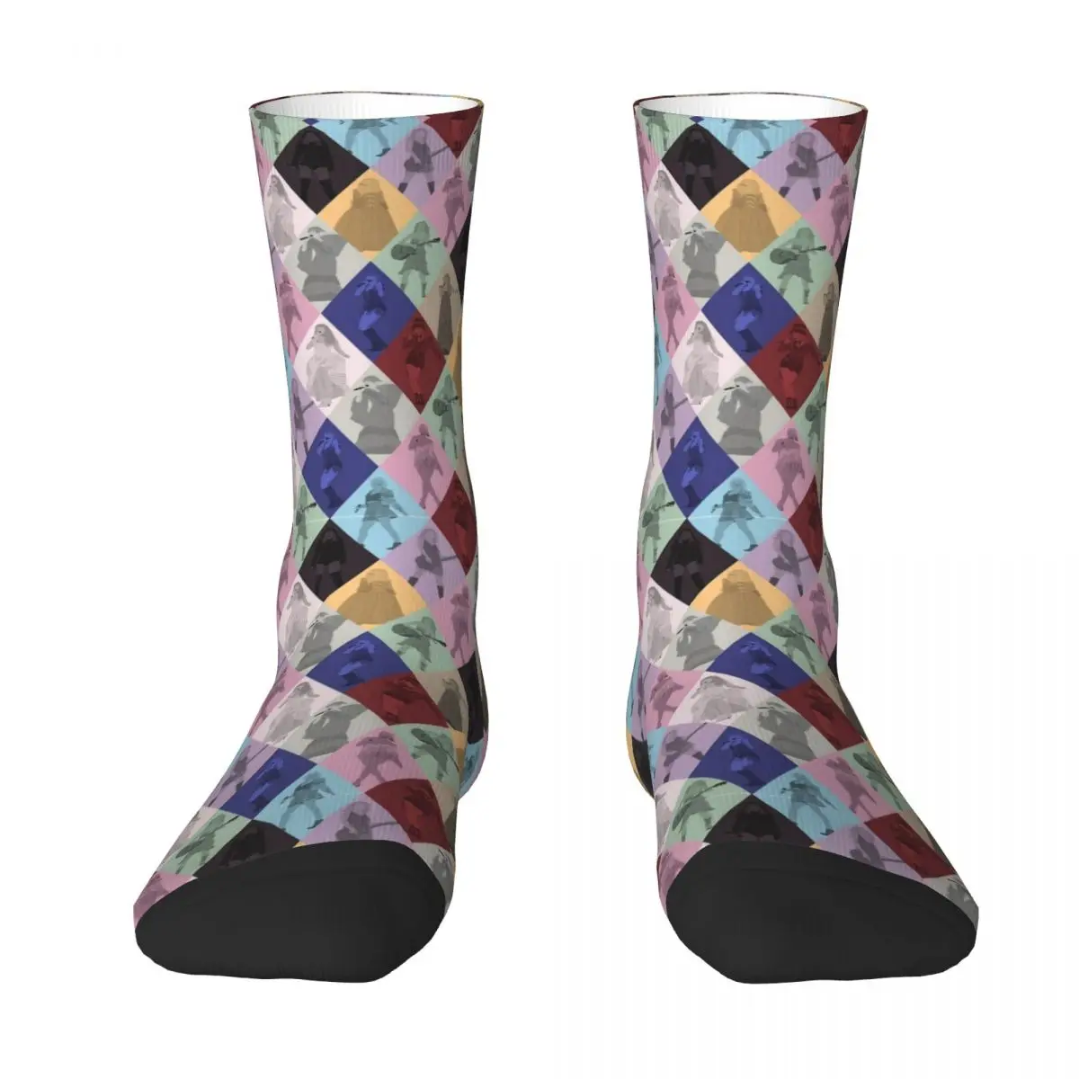 Taylored Diamond Pattern Stockings Music Singer Funny Socks Spring Non Slip Socks Adults Men Outdoor Sports Medium Soft Socks