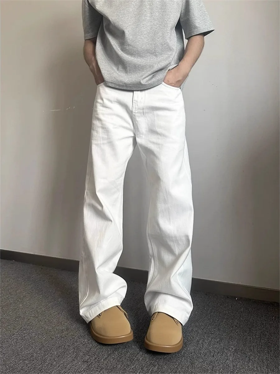 

Мужские джинсы American Sle свободного кроя, белые, расклешенные, летние, новые, в стиле High Street, прямые, повседневные, дышащие