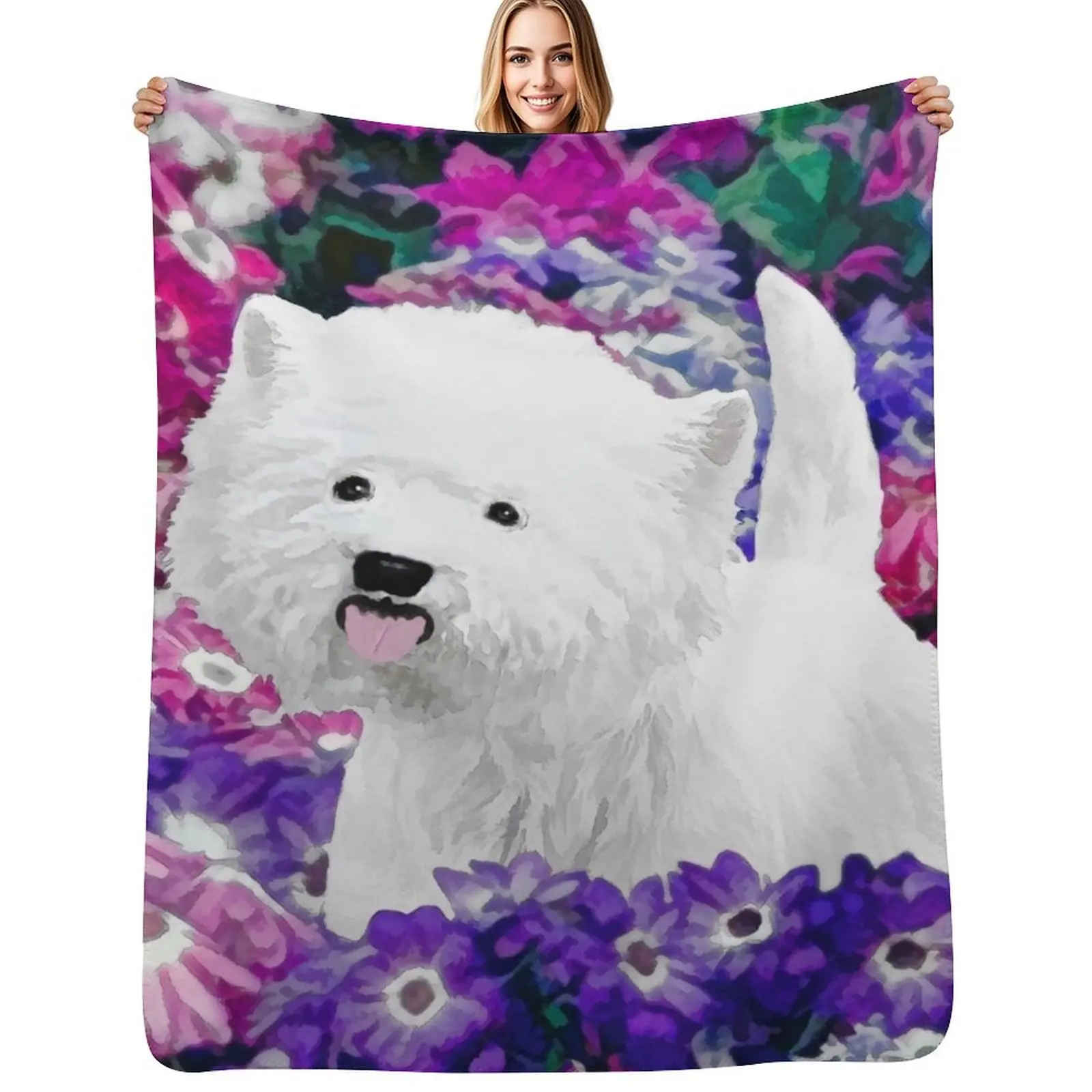 

West Highland White Terrier Throw Blanket for winter Picnic Luxury Designer Blankets