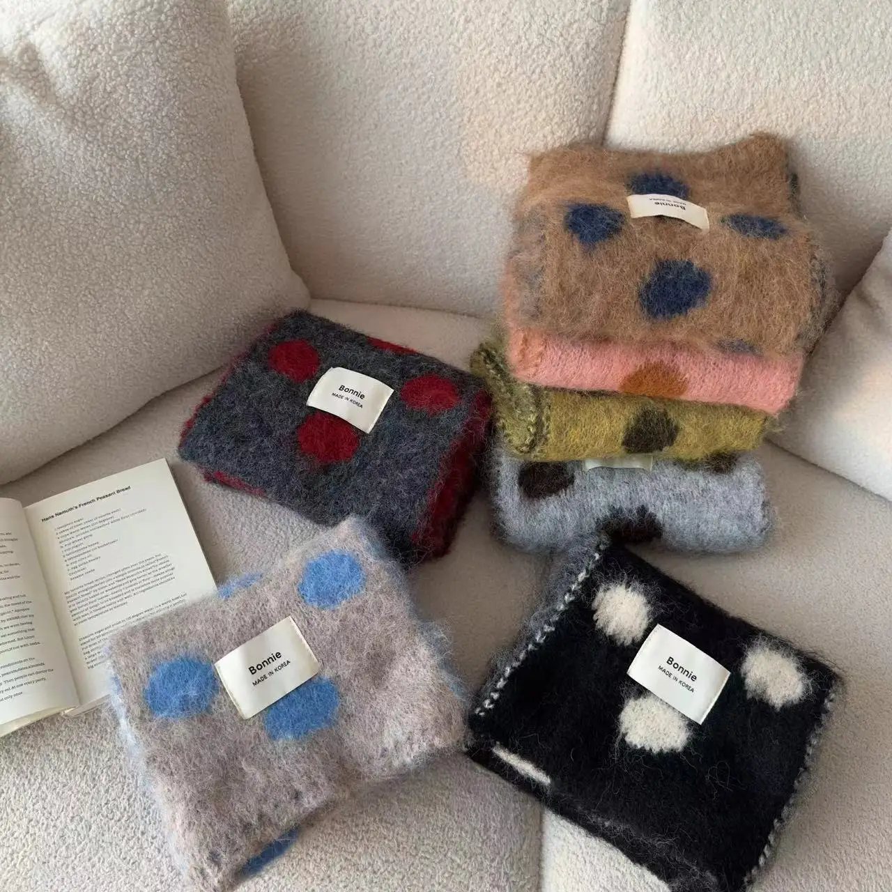 

Scarf New Korean Style Polka Dot Knitted Scarf Exudes High End Winter Vibe Versatile Korean Style Warm Scarf Couples And Men