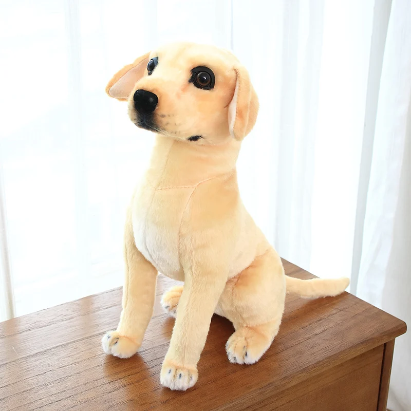 Simulation de chien labrador en peluche pour enfants, beurre en peluche, décor de chambre à coucher, animal de compagnie Retriever, comme un vrai cadeau de Noël