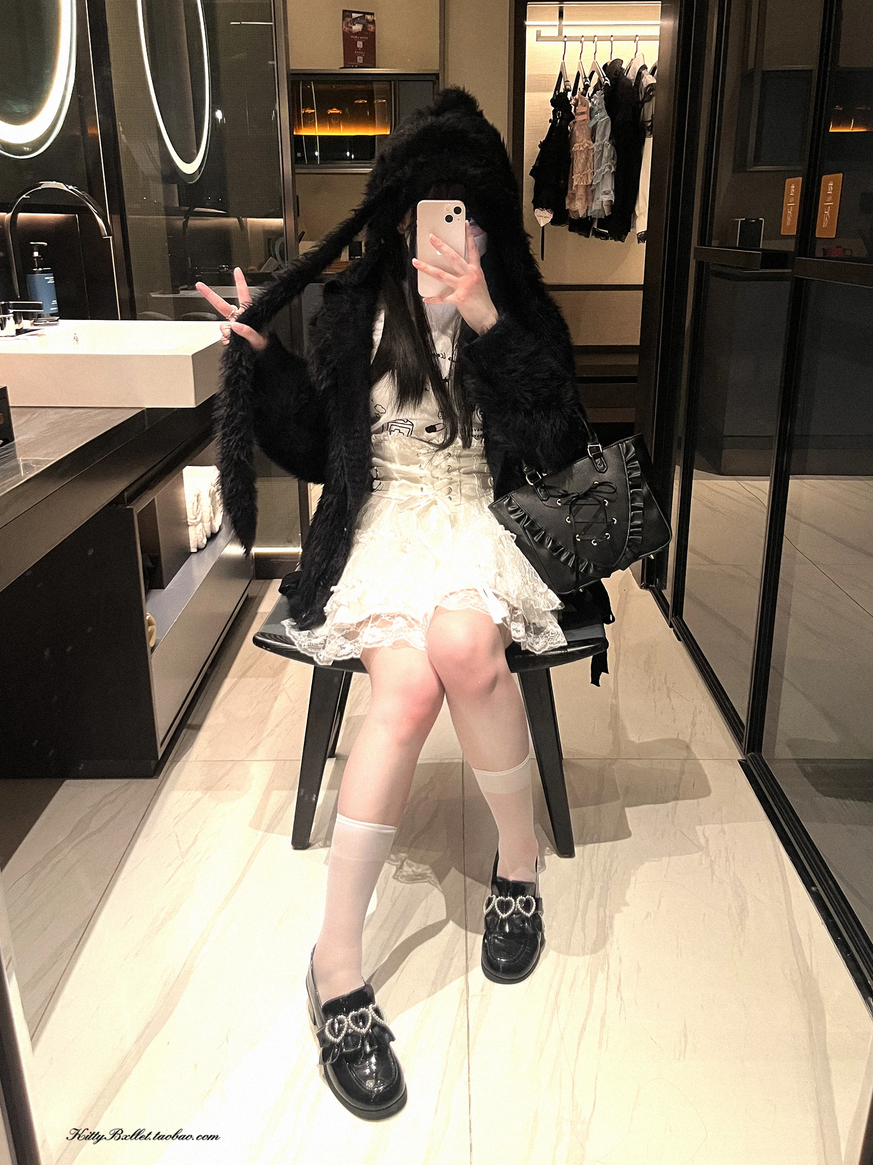 Japanese Mine Style Lace Splicing Short Skirts High Waist Lace-up A-line Heart Leather Buckle Sweet Versatile Mini Skirt Women
