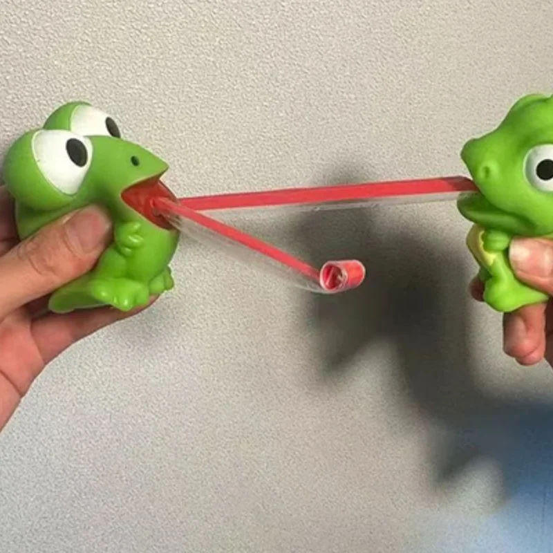 Children Cute Creative Decompression Fidget Toys Pinch Frog Dinosaur Sticking Tongue Out Relieve Stress Toy Gifts For Kids