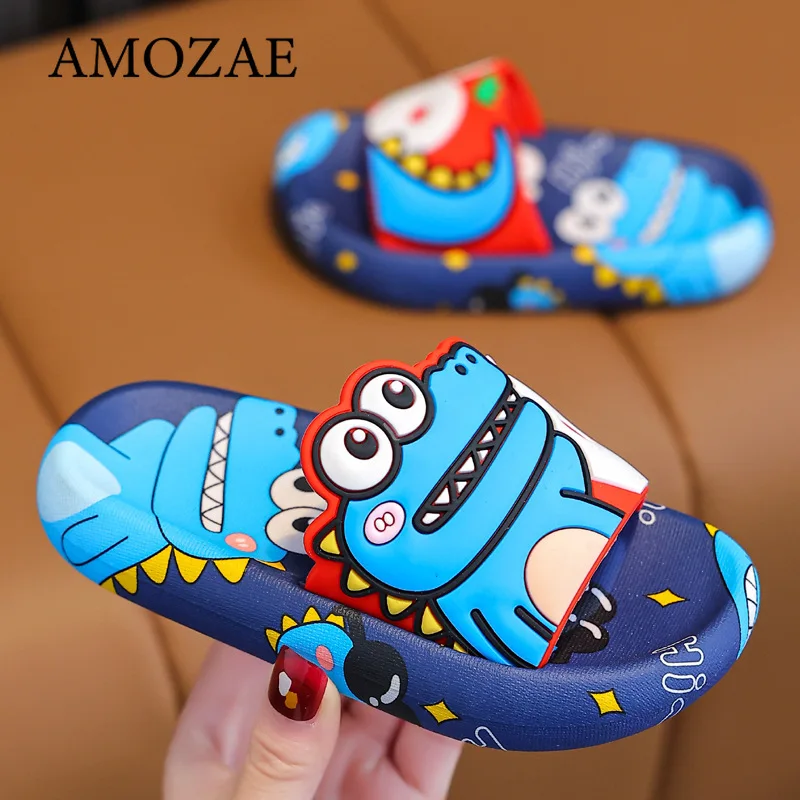 

Children's Slippers Kids Summer Girls Cartoon Dinosaur Non-Slip Soft Soles For Children Indoor Home Boys Toddler Baby Sandals
