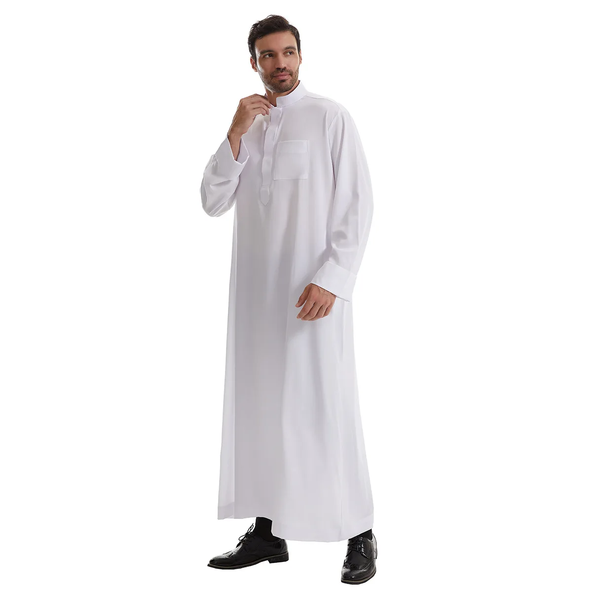 Traditionele Abaya Eid Arabische Mannen Lang Gewaad Eid Moslim Dishdasha Islam Dubai Saudi Pocket Abayas Kaftan Ramadan Jubba Thobe