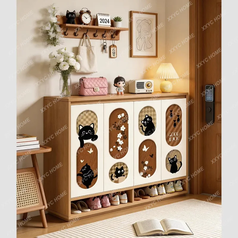 XXWooden Organizer Shoe Cabinet Living Room Display Storage  Luxury Modern Shoe Shelf Vertical  Home