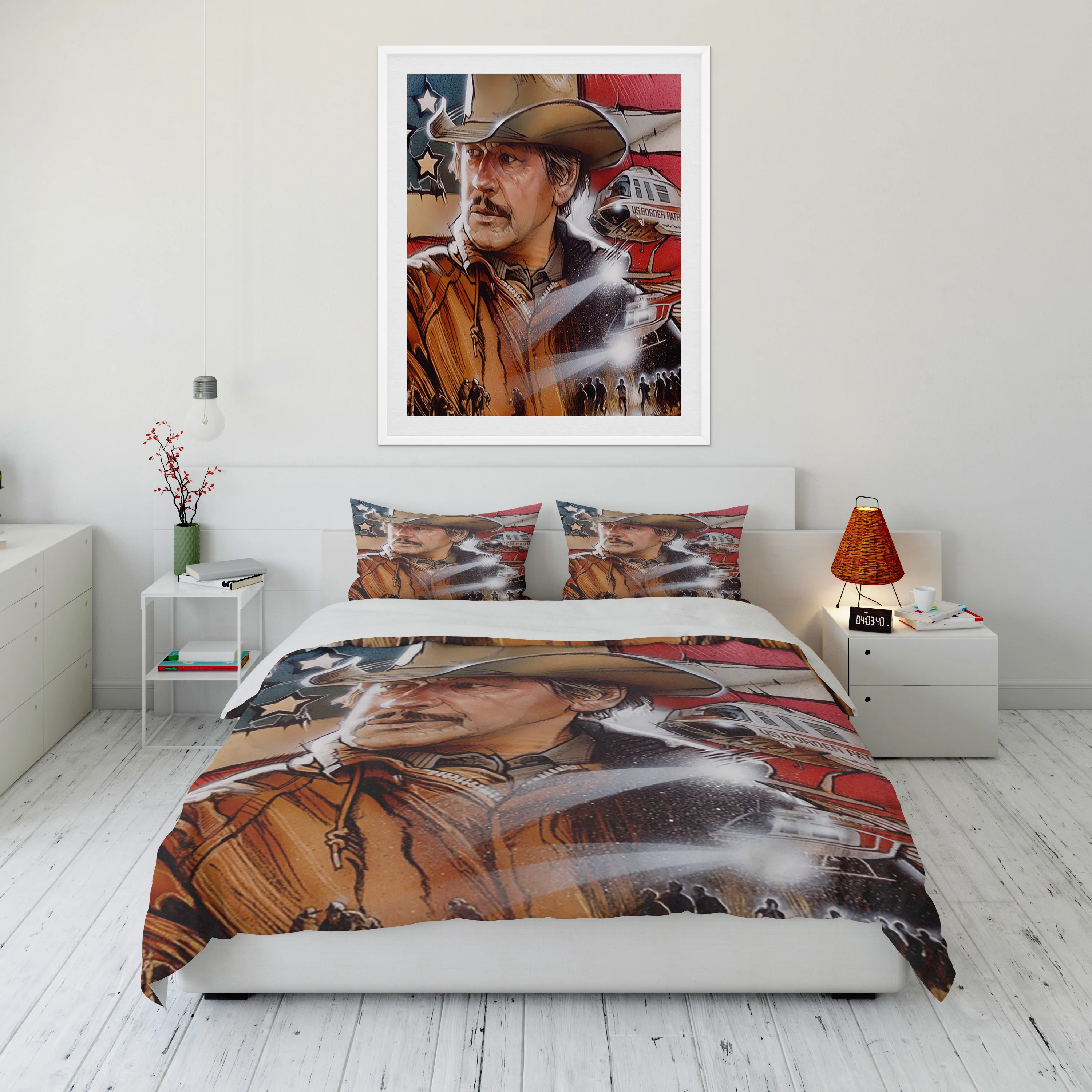 

American Tough Guy Cartoon 3-Piece King Size Twin Adult Bedding Set Microfiber Or Polyester Western Cowboy Comforter Set