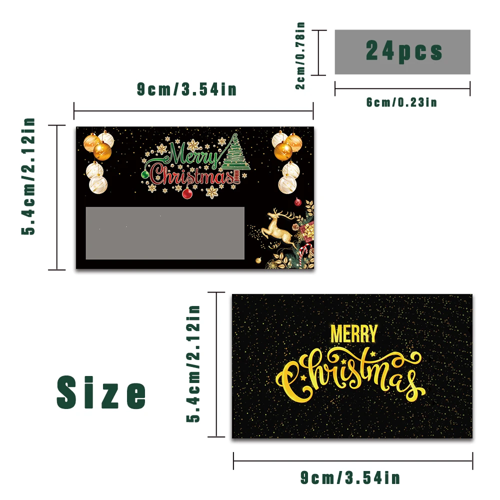 24 قطعة من بطاقات الملاحظات الفارغة، بطاقات خدش سعيدة لعيد الميلاد باللونين الأسود والذهبي، بطاقات خدش مفاجئة لعام 2026، زينة للحفلات، بطاقات هدايا ذاتية الصنع