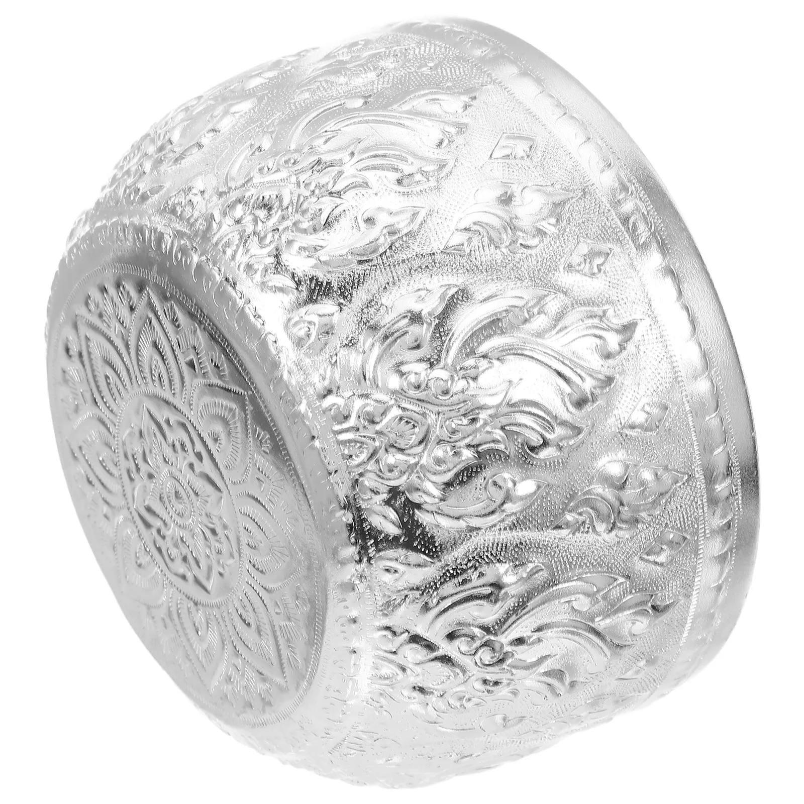Fruit Serving Thai Bowl Carved Metal Rice Asian Bowls Hand Ethnic Tin Food Silver Kitchen Salad