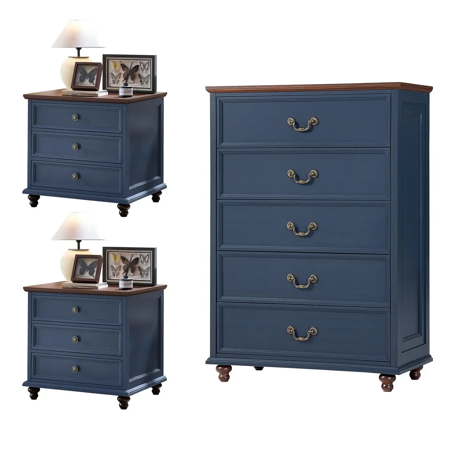 Farmhouse Dresser and Nightstand Set 6