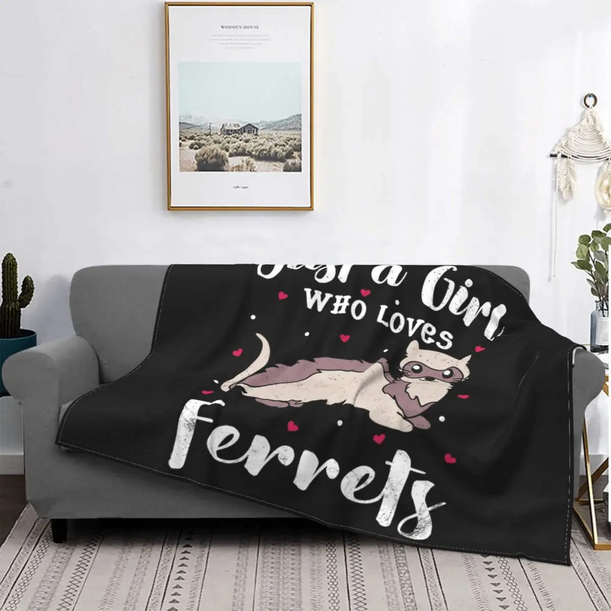 Just A Girl Who Loves Ferrets Flannel Throw Blanket Cute Ferret Lover Gift Kids Blankets Sofa Outdoor Lightweight Bedding Throws