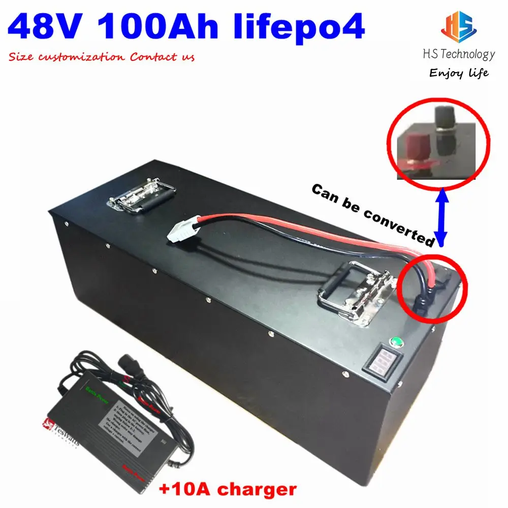 

lithium 48v 100AH lifepo4 battery with BMS for tricycle golf cart inverter Solar energy storage scooter + 10A charger