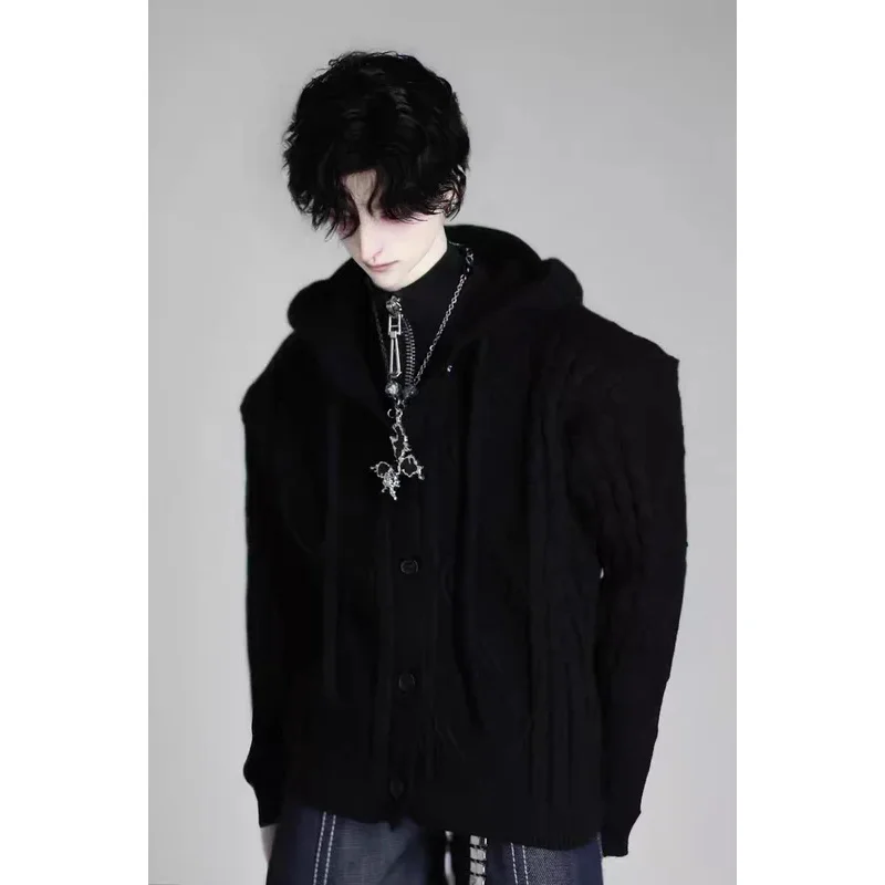 

Bjd doll clothes suitable for 1/4 size 75Uncle size new sweater Fried Dough Twists hooded cardigan black gray white 3 color top