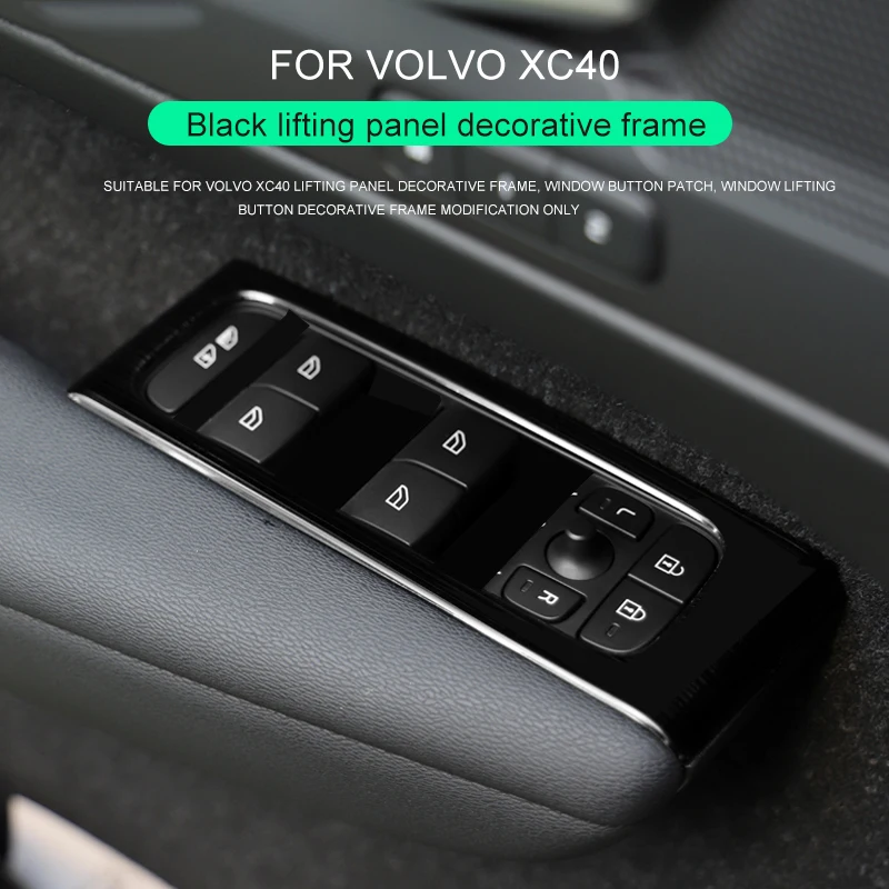 For Volvo xc40 c40 glass lift trim frame black sequin sticker car accessories for left-hand drive