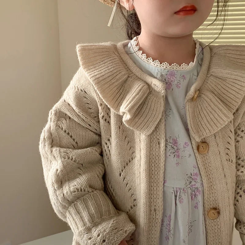 Girls Sweater Wool Coat Knitting 2022 Elegant Thicken Warm Winter Cardigan Fall Cotton Children's Clothing