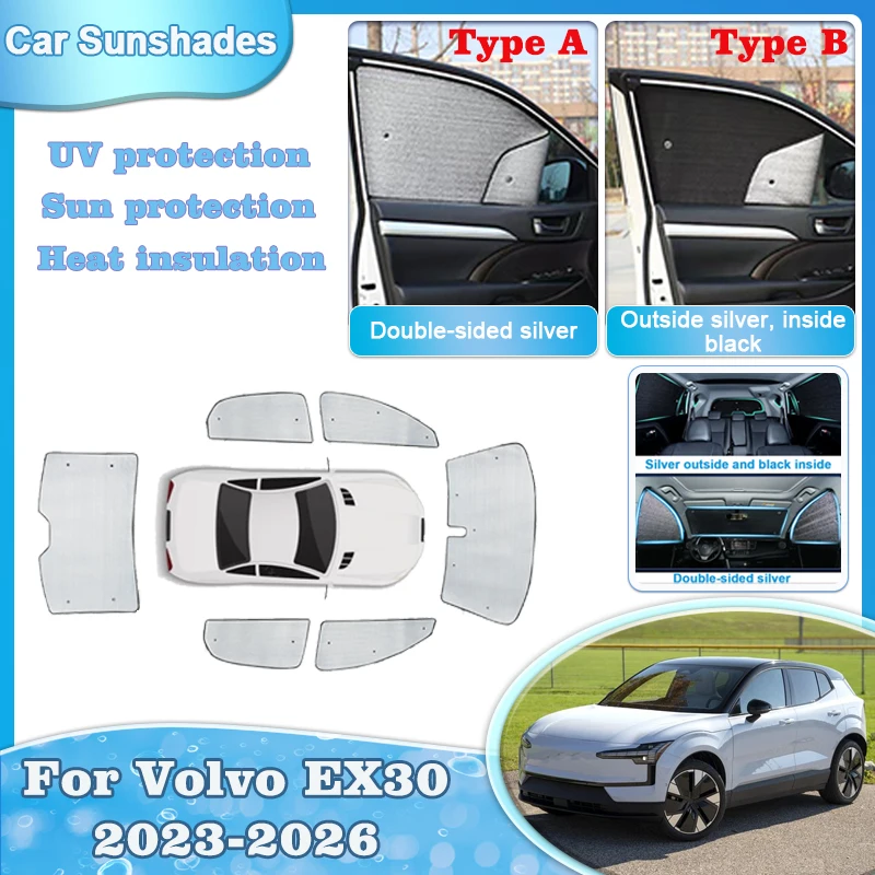 

Car Sun Shade For Volvo EX30 Plus 2023 2024 2025 2026 Sunshades Windshield Side Window Curtain Covers UV Protection Accessories