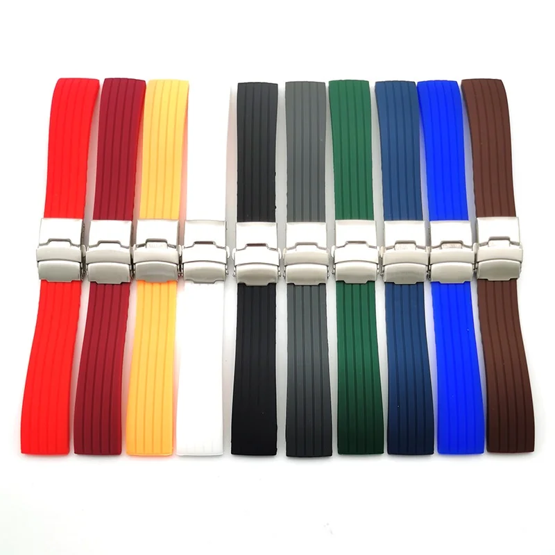 For Watches of All Brands Old Substitution Sizes 18mm 20mm 22mm 24mm Silicone Stripe Strap Four Straight Silicone Hose Strap