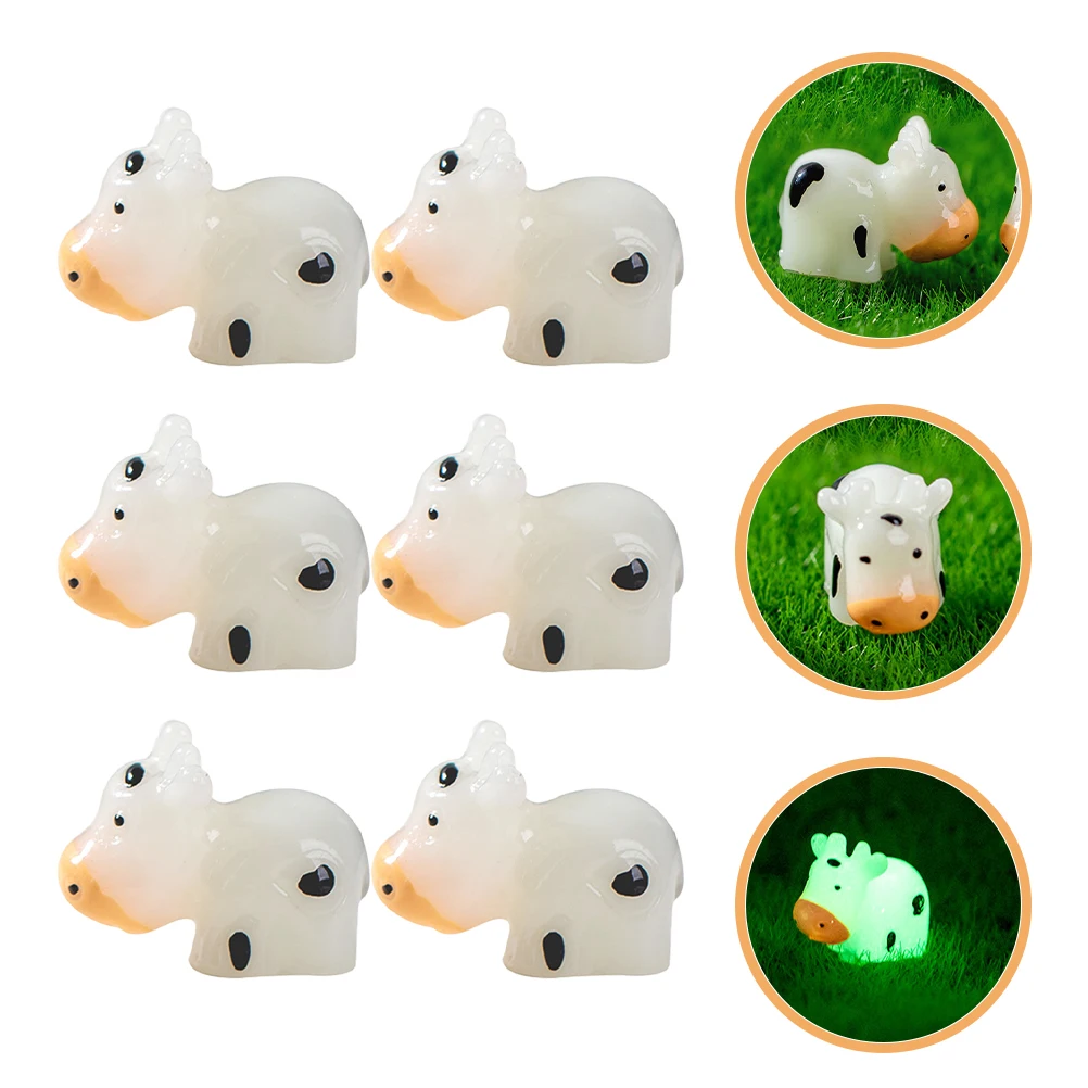 

Creative Night Glow Mini Cow Farm Nightlight Decor Tiny Resin Animal Figures For Garden Decoration