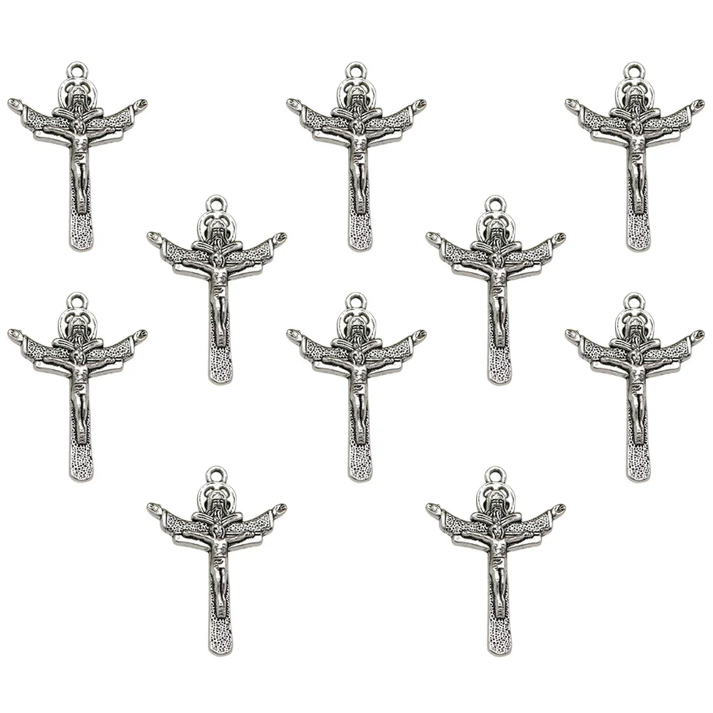 

10Pcs Jesus Cross Pendants Made of Alloy Fine Workmanship for DIY Necklace Bracelet Anklet Sweater Chain Decorative Accessories
