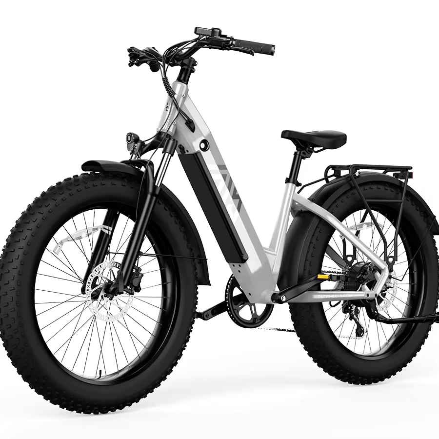 

26-дюймовый электрический дорожный велосипед для женщин, с низкой рамой, электрический горный велосипед, бесщеточный мотор на задней втулке, 7 скоростей, металлическая рама