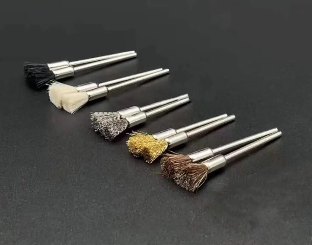 

Bristle Brush Brass Wire Wheel Brushes for Dremel Accessories 2.35mm Shank Drill Rotary Tools