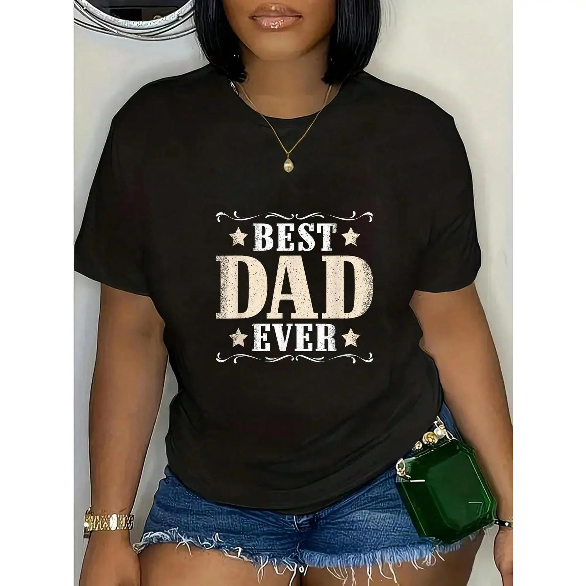 

100% Casual Tshirt Best Dad Ever Funny Papa Saying Graphic Vintage T-Shirt