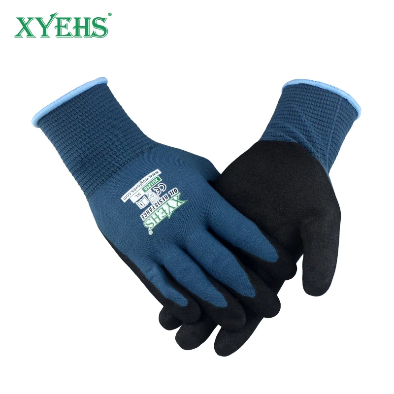 

XYEHS XU1210 24Pcs/12 Pairs Nitrile Palm Coating Safety Work Gloves Oil & Abrasion Resistant 15 Gauge Nylon & Spandex Knit