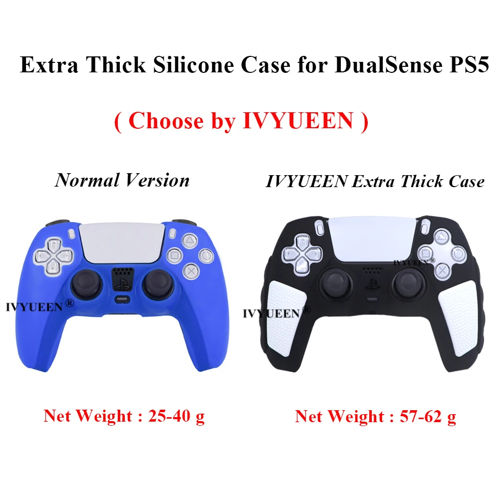 IVYUEEN Extra Thick Silicone Case for Playstation 5 PS5 Controller Protectective Skin & Thumb Grips for DualSense Mixcolor Cover