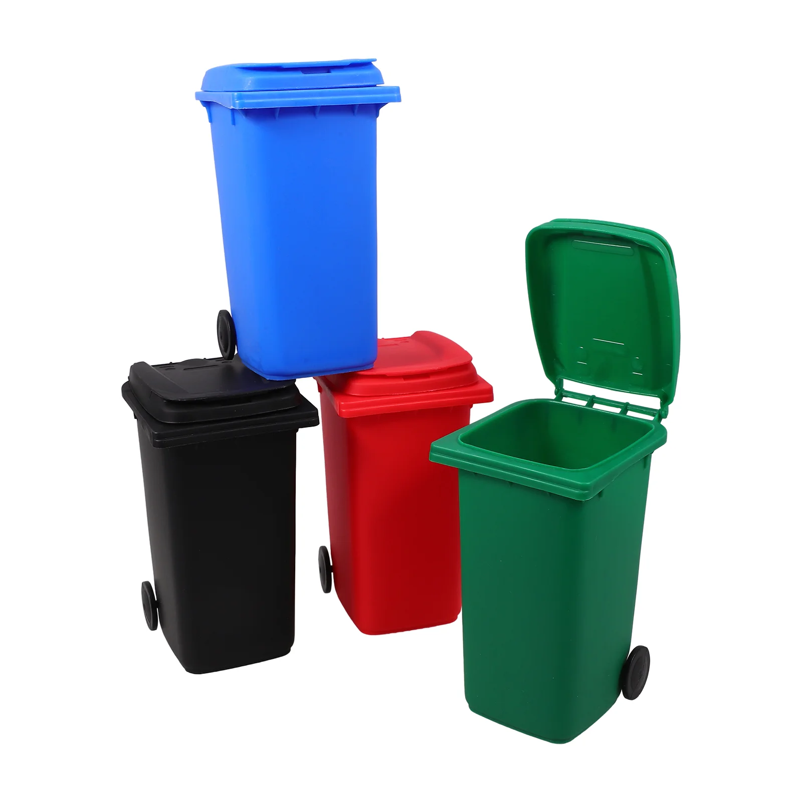 4 Pcs Mini Recycle Bin Trash Can Pen Holder Small Desk Kid Toys Garbage Plastic Pencil Case Child