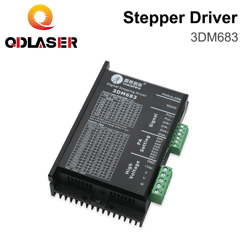 

QDLASER Leadshine Stepper Motor Driver 3DM683 3 Phase 20-60VDC 0.5-8.3A for Nema23 Nema34 Motor Controller