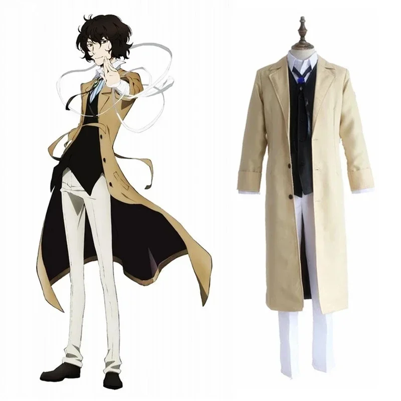 

Anime Mafia Akutagawa Ryunosuke Cosplay Costume Uniform Long Coat Trench Jacket Halloween Clothing