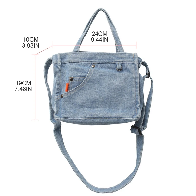 Travel Crossbody Bag Shoulder Bag Messenger Bag with Pockets Anti-theft Retro Denim Blue Handbags for University Drop Shipping