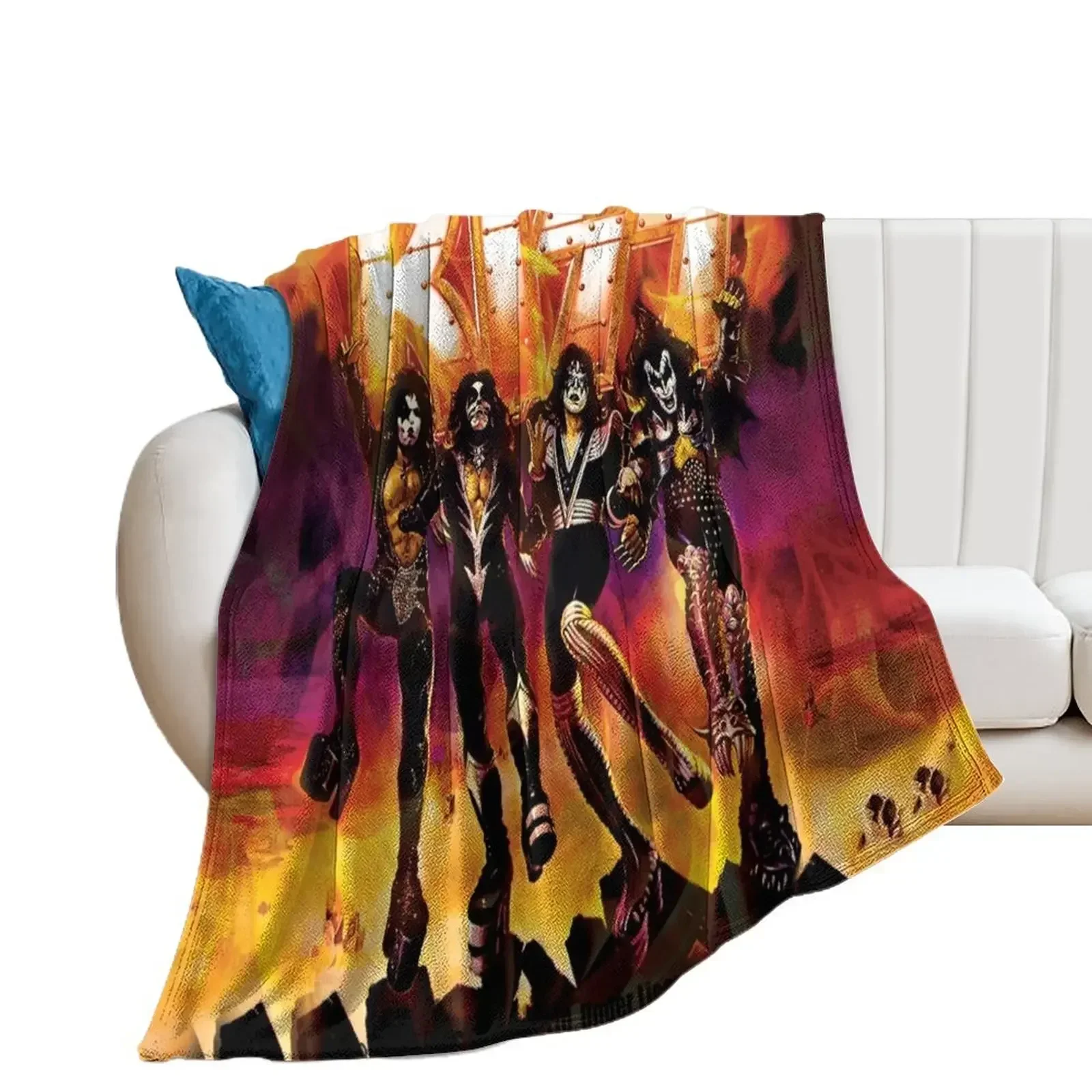 

kiss the band t shirt Throw Blanket Polar Multi-Purpose Cute for winter Blankets