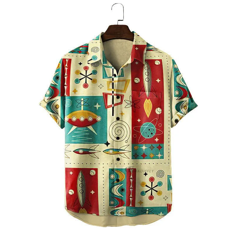 Thin Men's Shirt 2024 Summer Printed Affordable Casual Lapel Short Sleeve New Hawaiian Holiday Flower Men's Fashion Cardigan Top