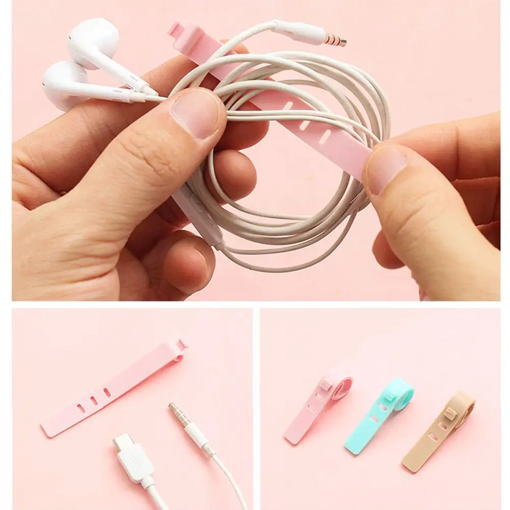 NEW Reusable Fastening Cable Ties Cord Organizer For Earphone Mouse Cable Winder Portable Soft Silicone Wire Organizer U8Z8