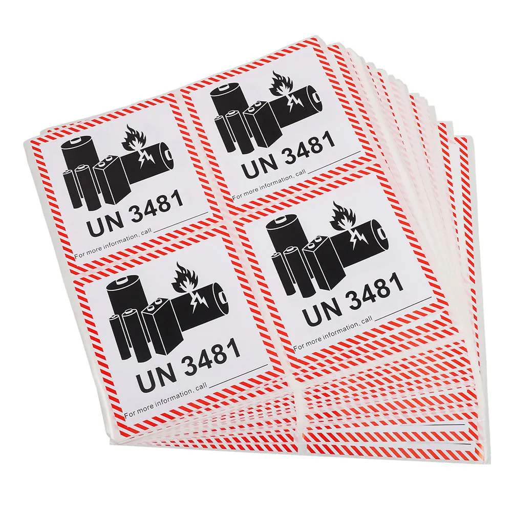 

200Pcs Battery Safety Warning Labels Lithium Ion Battery Labels Adhesive Fire Resistant Shipping Stickers for Transport